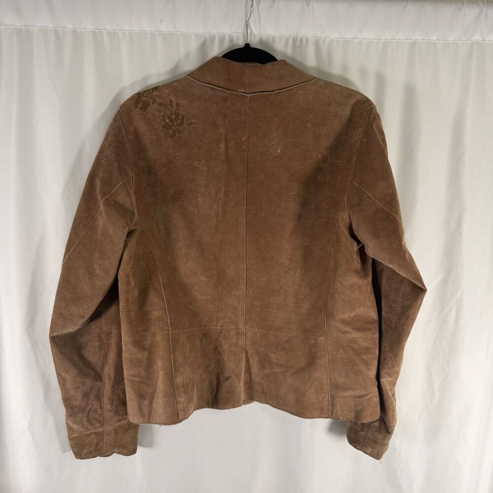 Coldwater Creek Leather Jacket Women's Medium Brown 3 Button Front Pockets - Picture 11 of 11